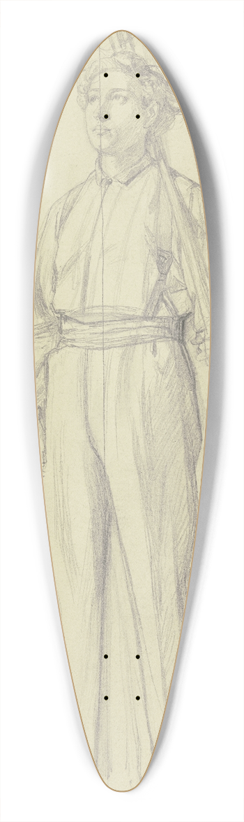 Jakob Becker - Emporblickender junger Bauer mit geschultertem Rechen 39.3 inch art pintail longboard deck