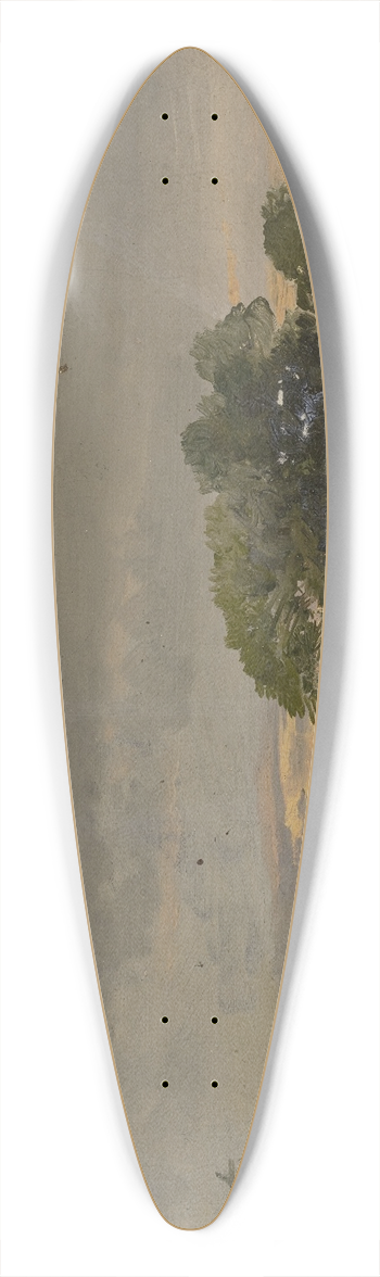 Jakob Becker - Evening meadow with trees 39.3 inch art pintail longboard deck