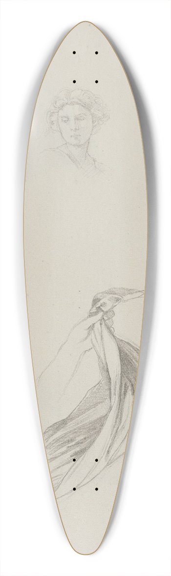 Jakob Becker - Studienblatt; Von einer Frau gehaltener Zipfel einr Schrze, weiblicher Kopf 39.3 inch art pintail longboard deck