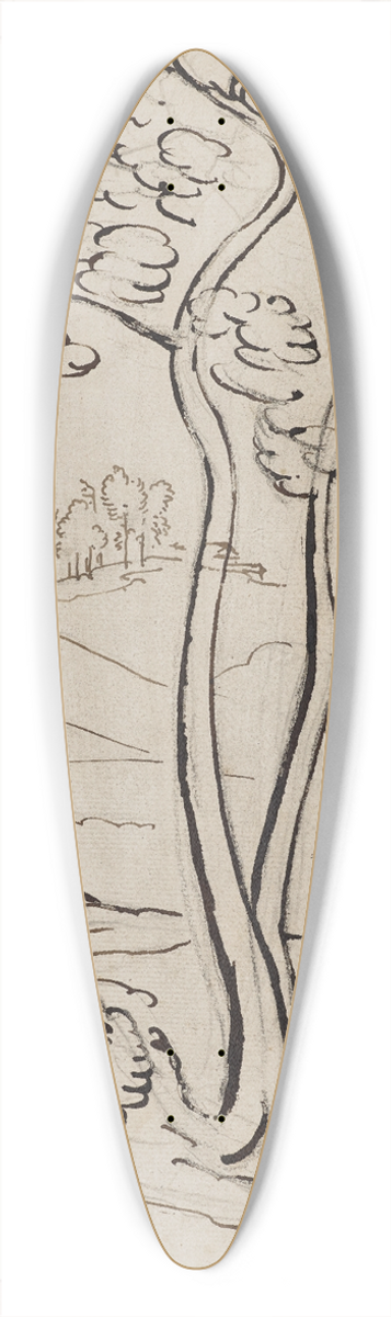 Jakob Christoph Miville - Baumstudie vor Landschaft 39.3 inch art pintail longboard deck