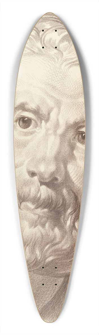 Jakob Matthias Schmutzer - Head of Bearded Old Man 39.3 inch art pintail longboard deck