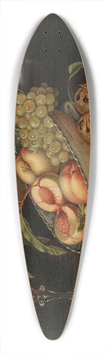 Jakob Samuel Beck - Mixed fruit in a bowl, a glass of wine and a cloth on a table 39.3 inch art pintail longboard deck