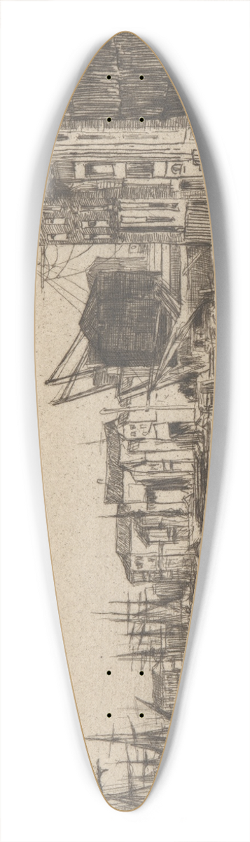 James Abbott McNeill Whistler - Free Trade Wharf 39.3 inch art pintail longboard deck
