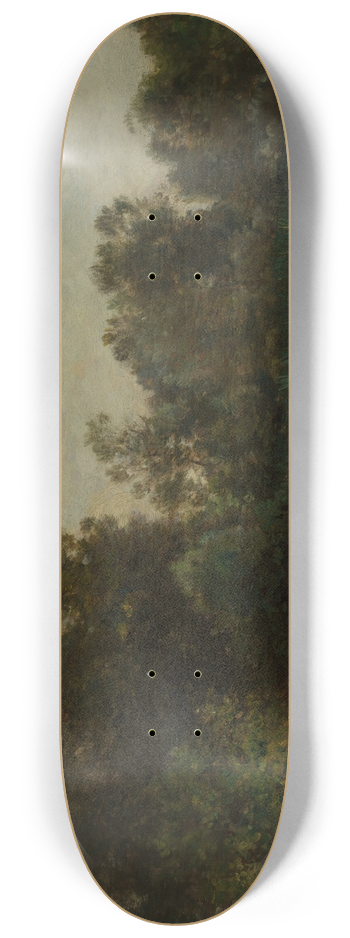 Charles Franois Daubigny - A River Landscape with Storks 8.25 inch art skate deck