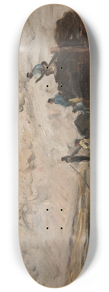 Charles Franois Daubigny - Barges on a River 8.25 inch art skate deck