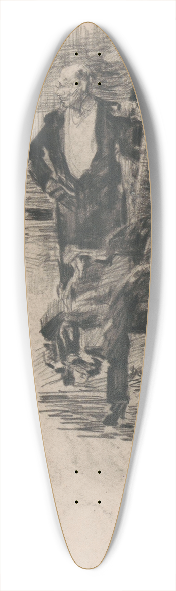 James Ensor - Seated and Standing Gentleman 39.3 inch art pintail longboard deck
