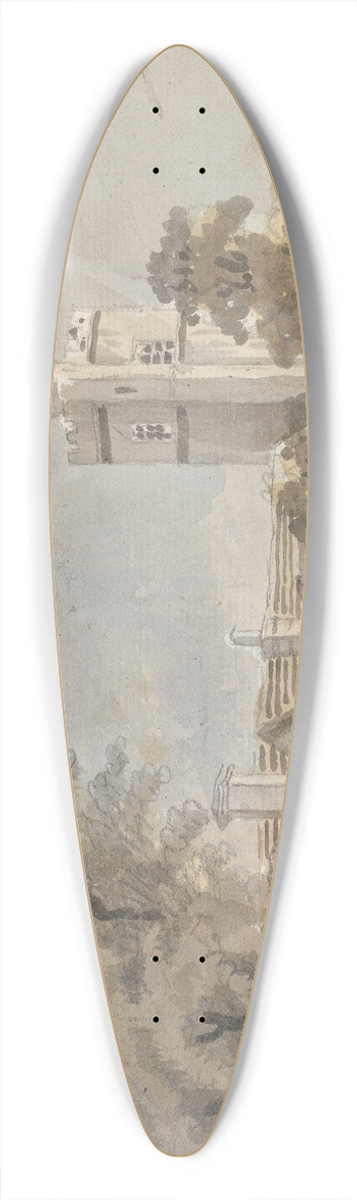 James Miller - View of Buildings 39.3 inch art pintail longboard deck