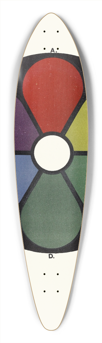 James Ward - Darkened Shades of the Primaries and their Complementaries 39.3 inch art pintail longboard deck