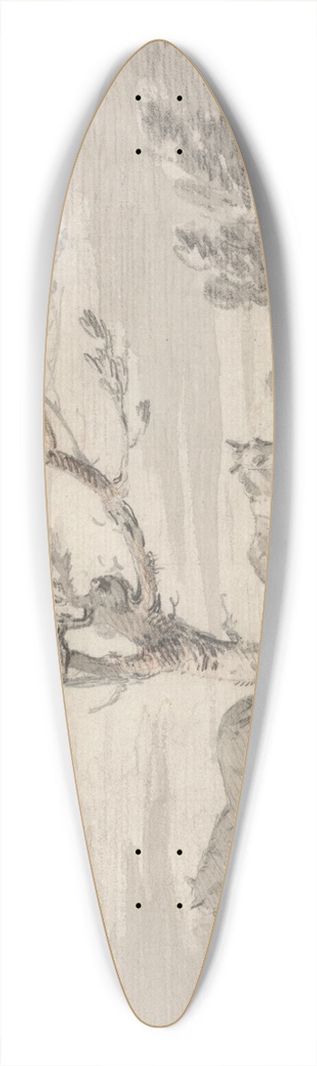 James Ward - Landscape with Three Horses and a Tree in the Foreground 39.3 inch art pintail longboard deck
