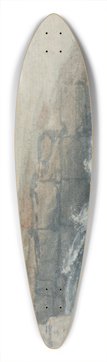 James Ward - Sea Breaking on Stony Cliffs at Left 39.3 inch art pintail longboard deck