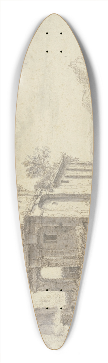 Jan Asselijn - Roman ruins 39.3 inch art pintail longboard deck