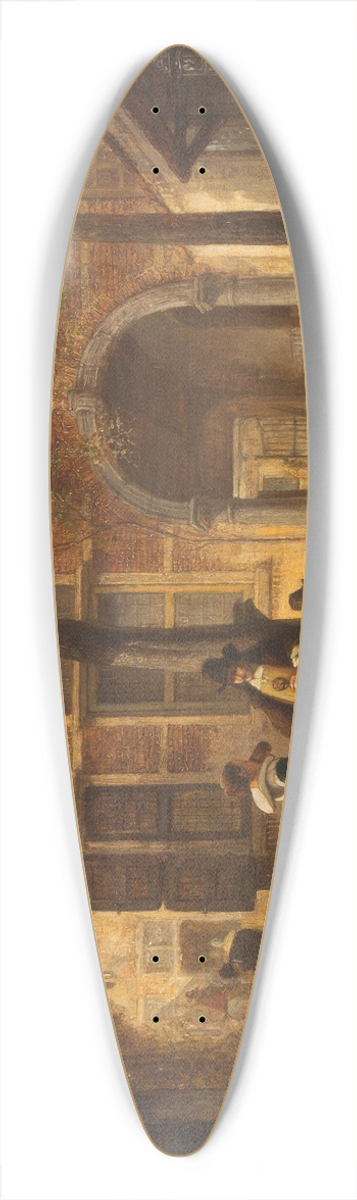 Jan August Hendrik Leys - Antwerp society in summer courtyard 39.3 inch art pintail longboard deck