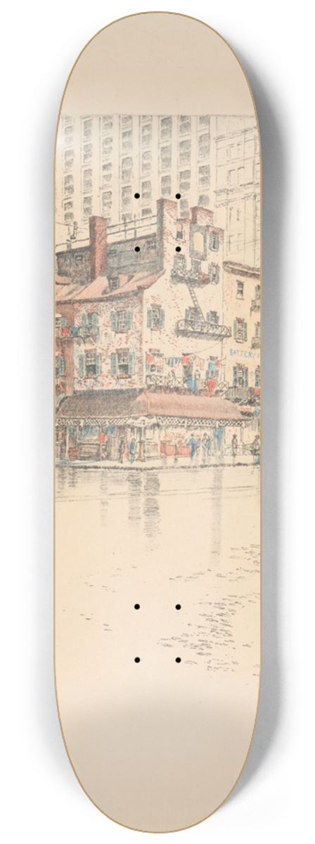 Charles Frederick William Mielatz - Old houses on Battery Park 8.25 inch art skate deck