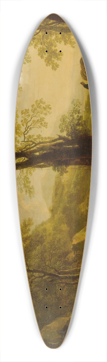 Jan Both - Italianate landscape at sunset, with travelers on a country road 39.3 inch art pintail longboard deck