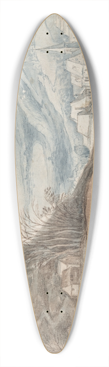 Jan Brueghel The Elder - Mountainous Landscape with Village in Valley and DistantView 39.3 inch art pintail longboard deck