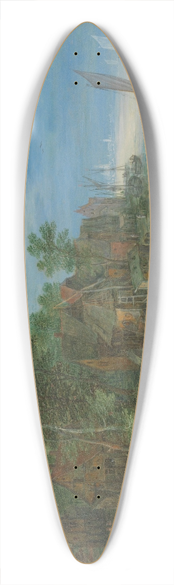 Jan Brueghel The Elder - View of a Village along a River 39.3 inch art pintail longboard deck