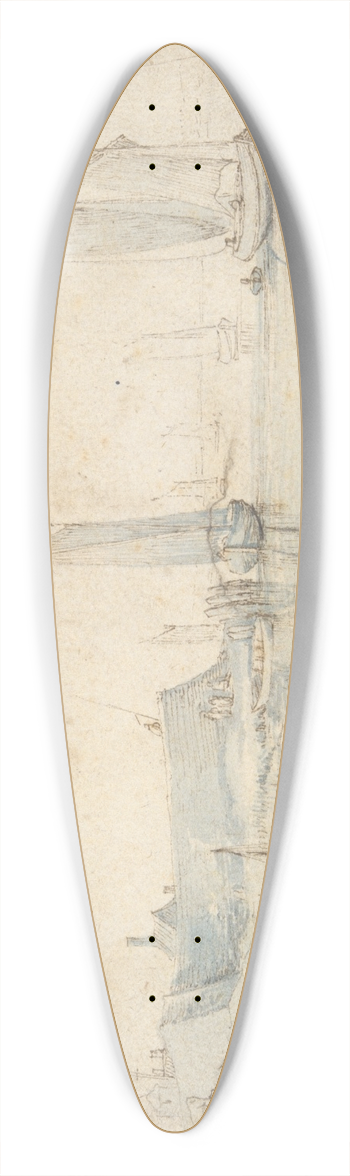 Jan Brueghel The Elder - View of Bakkers Veer,Netherlands 39.3 inch art pintail longboard deck