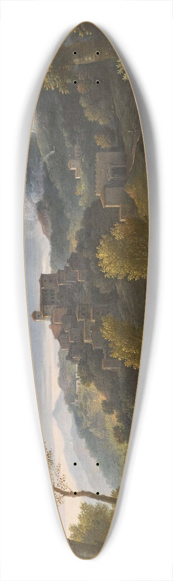 Jan Frans Van Bloemen - An italianate landscape with figures in the foreground, a hilltop town beyond 39.3 inch art pintail longboard deck