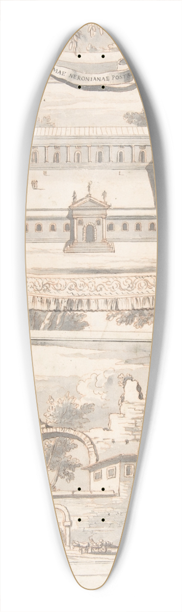 Jan Goeree - A Reconstruction of the Thermae of Nero (above) and a View of the Ruins (below) 39.3 inch art pintail longboard deck
