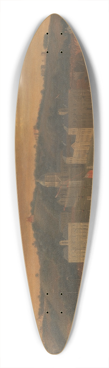 Jan Griffier - A view of Greenwich from the River with many Boats 39.3 inch art pintail longboard deck