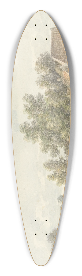 Jan Hulswit - Landschap met boerderij 39.3 inch art pintail longboard deck