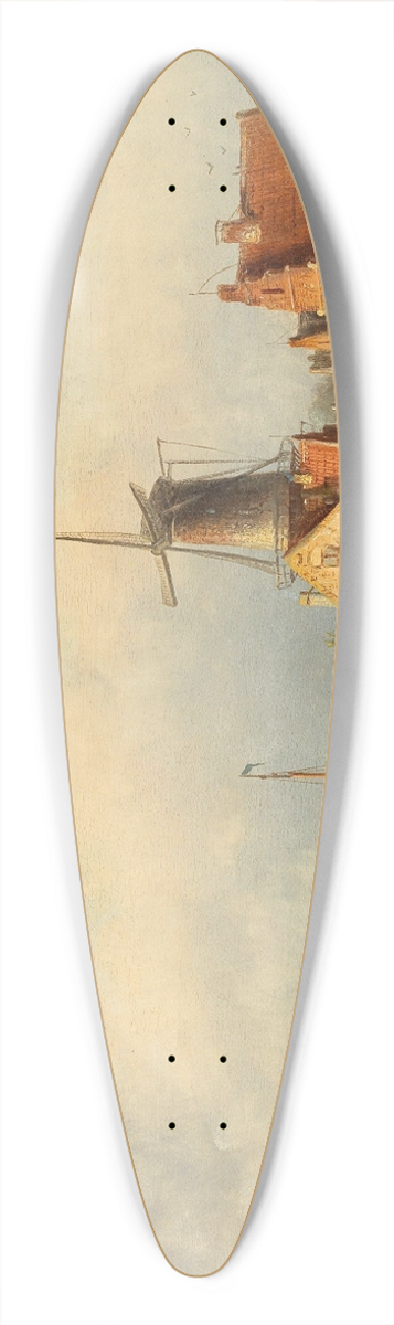 Jan Jacob Coenraad Spohler - Fishermen On The Canal 39.3 inch art pintail longboard deck