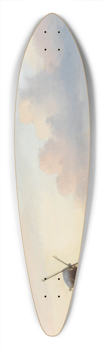 Jan Jacob Coenraad Spohler - Winter landscape with skaters beside a windmill 39.3 inch art pintail longboard deck