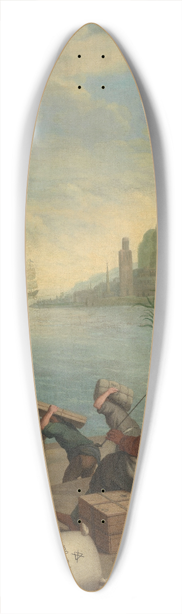 Jan Josef Horemans the Younger - View of a Eastern Harbour 39.3 inch art pintail longboard deck