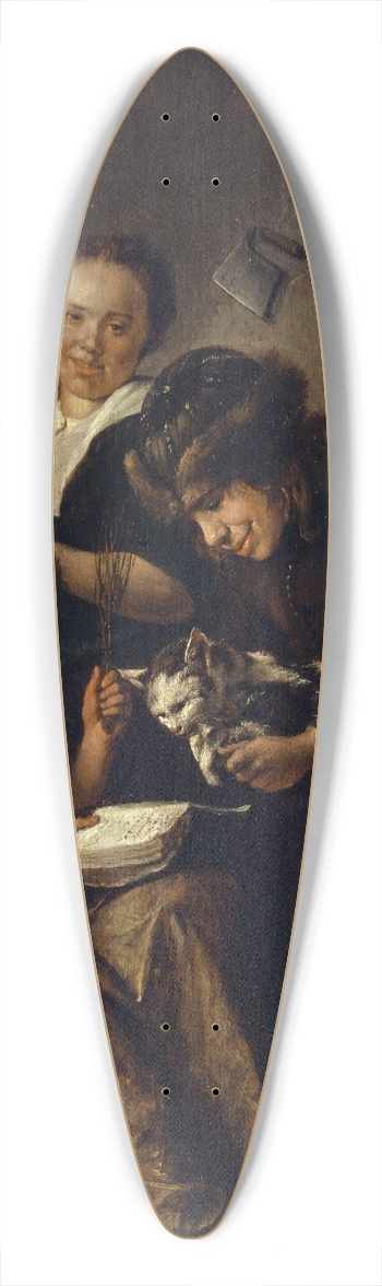 Jan Steen - Children Teaching a Cat to Read 39.3 inch art pintail longboard deck