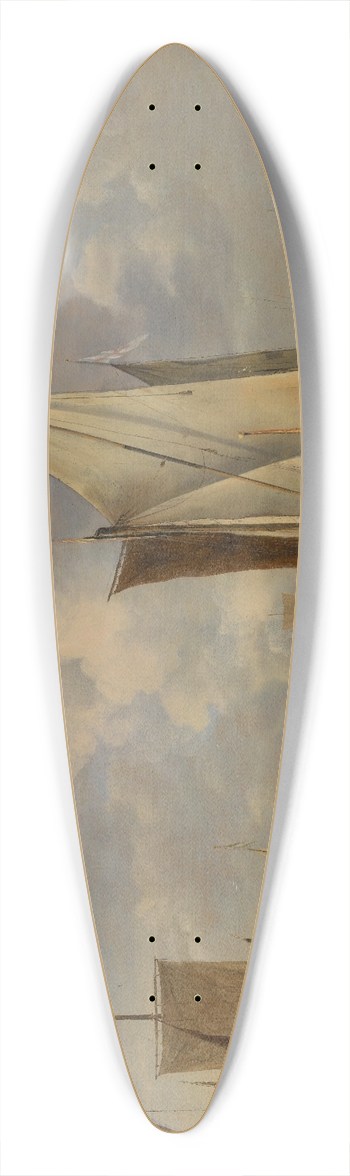 Jan van de Cappelle - Shipping in a Calm at Flushing with a States General Yacht Firing a Salute 39.3 inch art pintail longboard deck