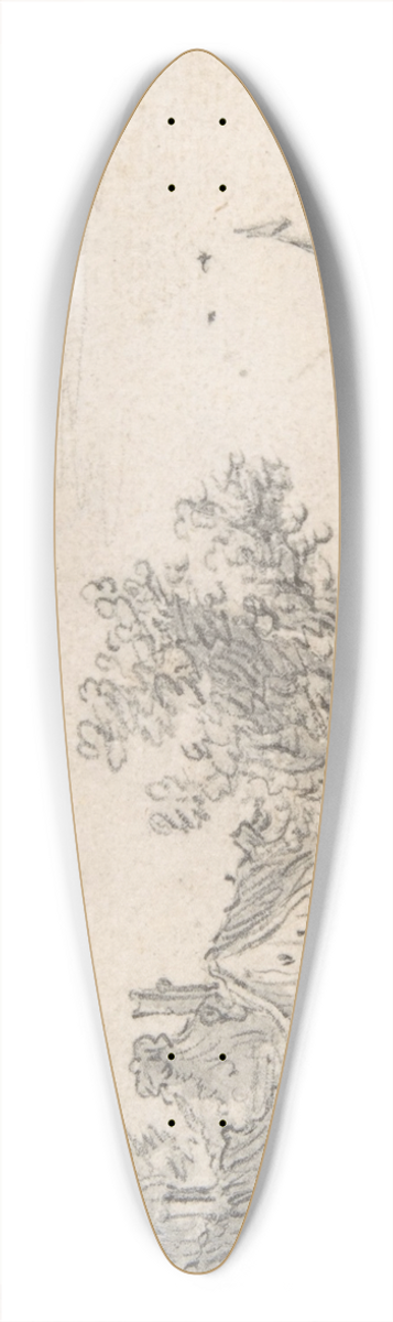 Jan van Goyen - A River Estuary 39.3 inch art pintail longboard deck
