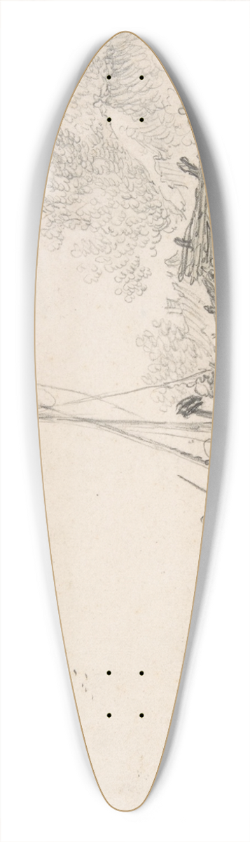 Jan van Goyen - River Scene 39.3 inch art pintail longboard deck