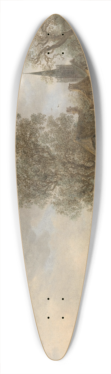 Jan van Goyen - View of a Town on a River 39.3 inch art pintail longboard deck