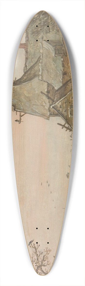 Jan van Goyen - Winter Scene at a Farm 39.3 inch art pintail longboard deck
