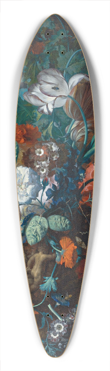 Jan van Huysum - Still Life Of Roses, Tulips, Peonies And Other Flowers In A Sculpted Stone Vase, Together With A Birds Nest On A Stone Pedestal Before A Niche 39.3 inch art pintail longboard deck