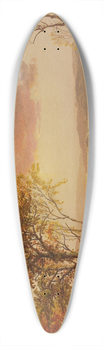 Jasper Francis Cropsey - A Distant View of the Hudson River in the Fall 39.3 inch art pintail longboard deck