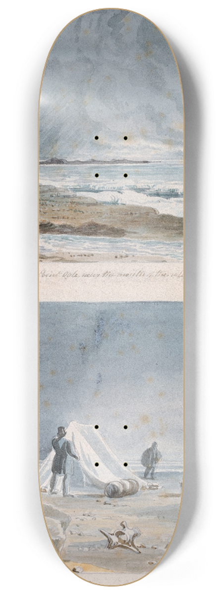 Charles Hamilton Smith - Thunderstorm at Point Ogle near the Mouth of the Thlewechodyeth and Western View near Mount Barrow during a Fog 8.25 inch art skate deck