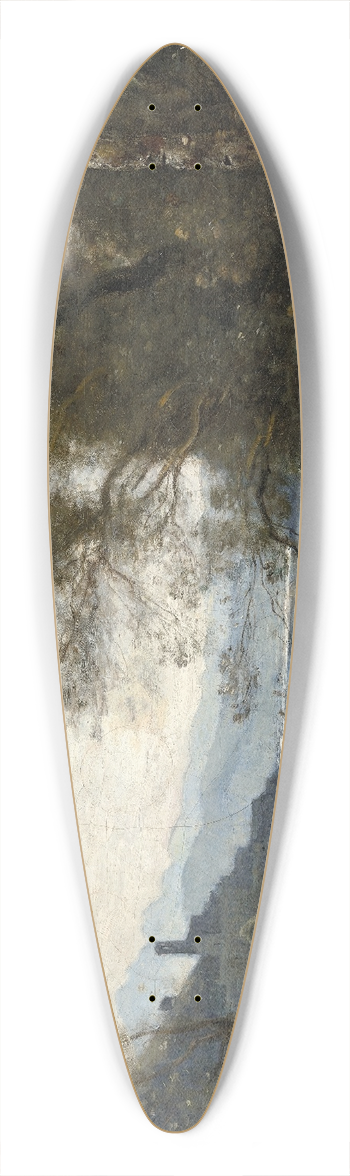 Jean-Baptiste-Camille Corot - The Moored Boatman  Souvenir of an Italian Lake 39.3 inch art pintail longboard deck