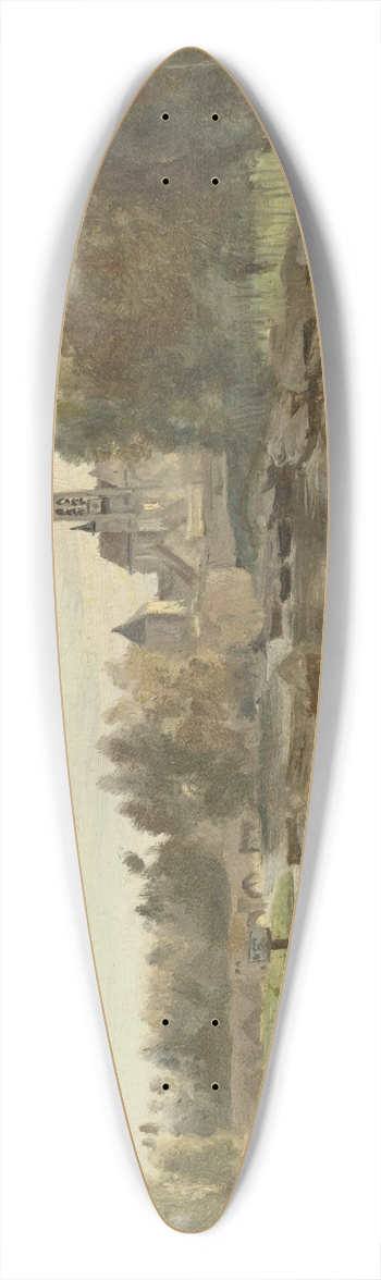 Jean-Baptiste-Camille Corot - Vue de Moret-sur-Loing 39.3 inch art pintail longboard deck