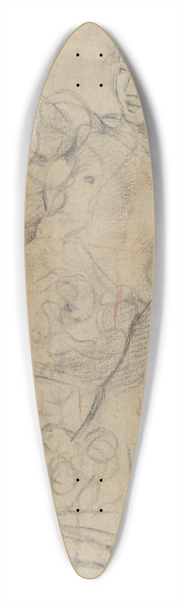 Jean-Baptiste Deshays - A Reclining Nude with Her Right Arm Raised over a Swift Composition Study (verso) 39.3 inch art pintail longboard deck