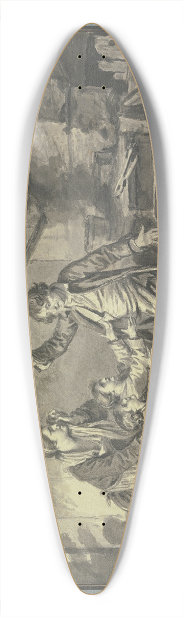 Jean-Baptiste Greuze - In einer Schmiede fleht ein Weib mit zwei Kindern einen Mann an 39.3 inch art pintail longboard deck