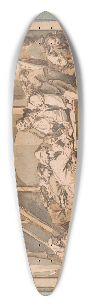 Jean-Baptiste Greuze - The Game of Morra 39.3 inch art pintail longboard deck