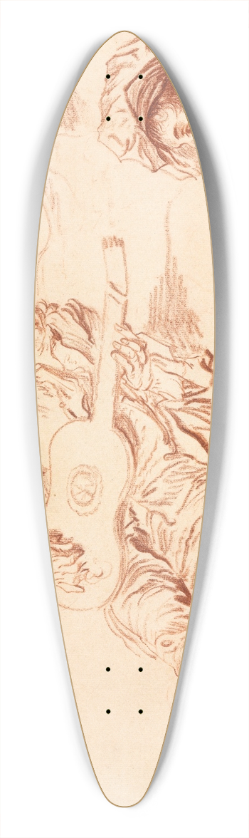 Jean-Baptiste Pater - The Guitarist 39.3 inch art pintail longboard deck