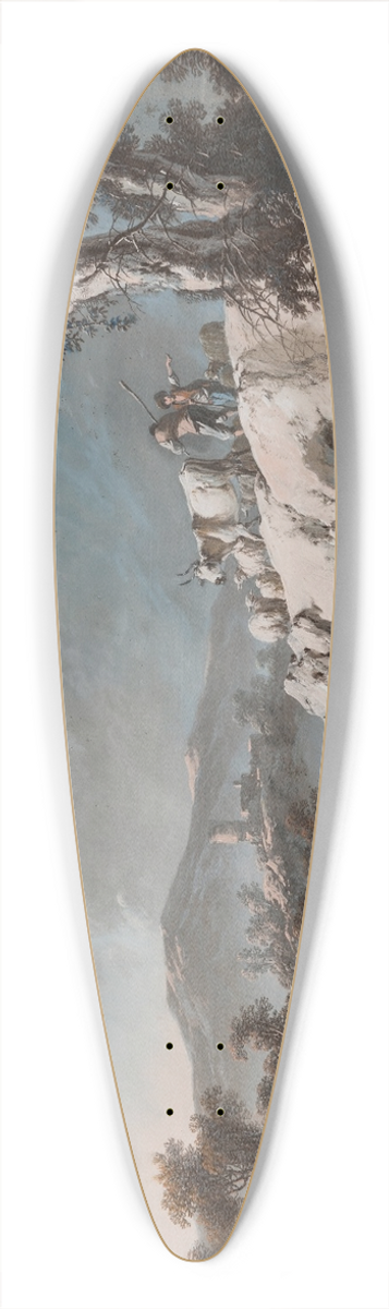 Jean-Baptiste Pillement - A Rocky Landscape 39.3 inch art pintail longboard deck