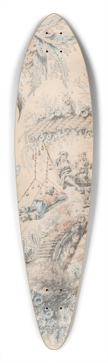 Jean-Baptiste Pillement - Decorative Fantasy with Exotic Figures in a Tree House 39.3 inch art pintail longboard deck