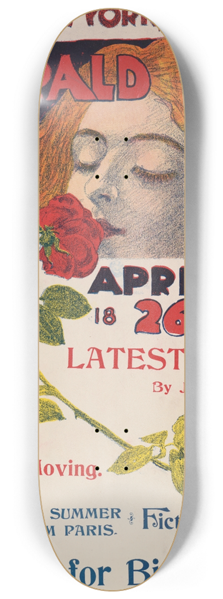 Charles Hubbard Woodbury - The New York Sunday Herald, April 26th 1896 8.25 inch art skate deck