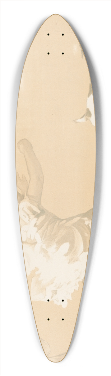 Jean de Paleologue - Girl chasing a dog who is chasing a rabbit while a clown looks on 39.3 inch art pintail longboard deck