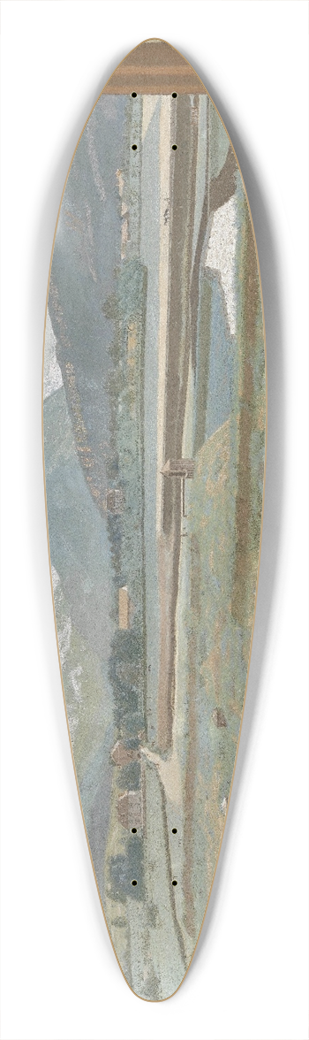 Jean-Etienne Liotard - View toward the Mont Blanc Massif from the Artists Studio at Geneva, with a Self-portrait 39.3 inch art pintail longboard deck