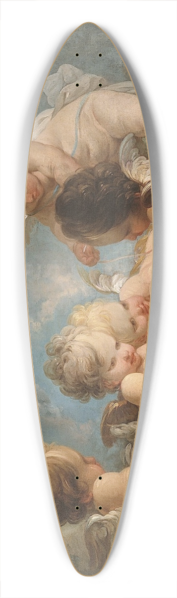 Jean-Franois Clermont - Groupe de cinq Amours jouant avec des colombes 39.3 inch art pintail longboard deck