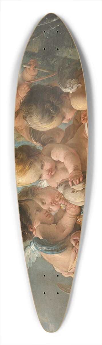 Jean-Franois Clermont - Groupe de six Amours jouant avec un chien 39.3 inch art pintail longboard deck